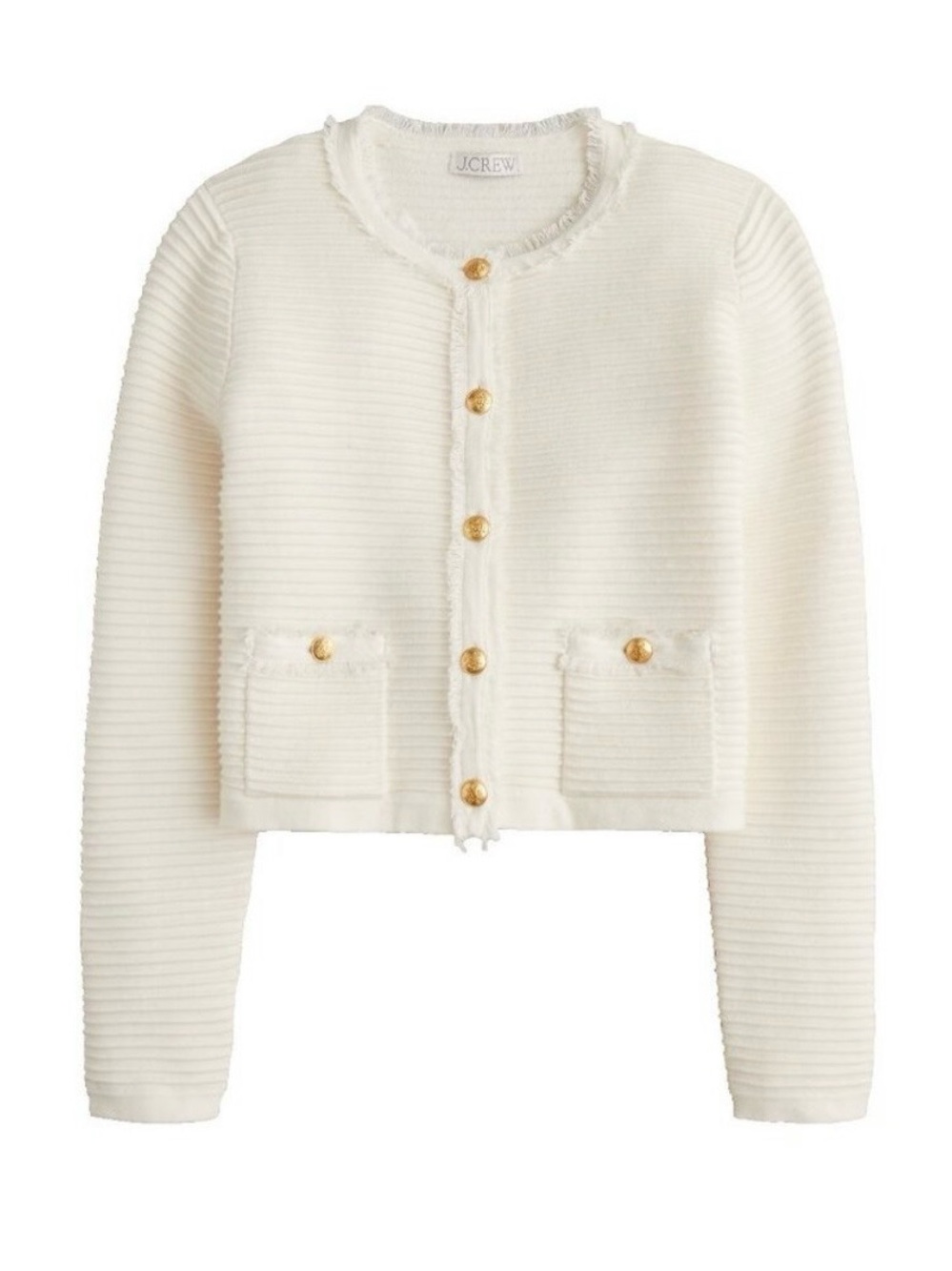 J. Crew Emilie Cream Trim Cropped Lady Jacket L Like New